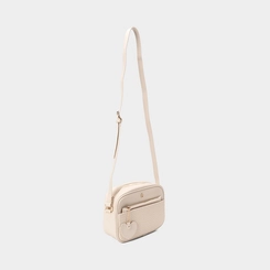 Bolsa Camera Bag Gabriela Média Tressê Com Porta-Cartão Detalhe Coração Off White