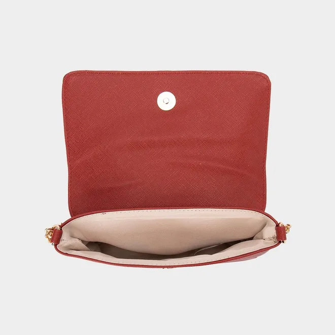Bolsa Transversal Penélope Pequena Alça Corrente Vermelho