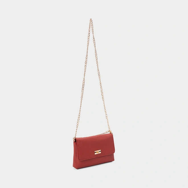 Bolsa Transversal Penélope Pequena Alça Corrente Vermelho