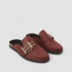 Mule Feminina Moleca Fivela Dourada Vinho