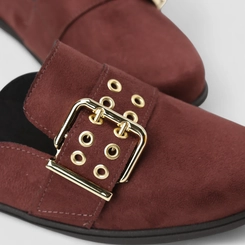 Mule Feminina Moleca Fivela Dourada Vinho