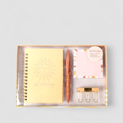 Kit Papelaria STZ Sol Com Caneta & Prendedor Laranja