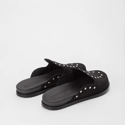Mule Clog Moleca Detalhe Rebite Camurça Preto