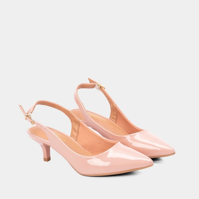 Scarpin Slingback Feminino Gabriela Salto Fino Fivela Rosa