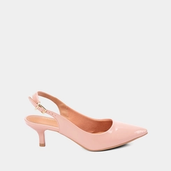 Scarpin Slingback Feminino Gabriela Salto Fino Fivela Rosa