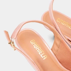 Scarpin Slingback Feminino Gabriela Salto Fino Fivela Rosa