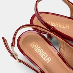 Scarpin Slingback Feminino Gabriela Salto Fino Fivela Verniz Vermelho