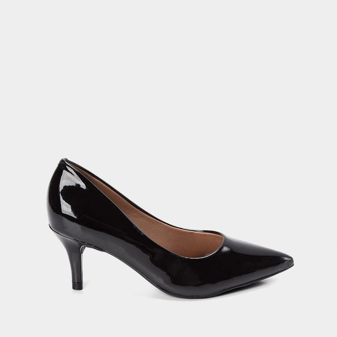 Scarpin Feminino Gabriela Salto Médio Fino Verniz Preto