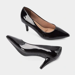 Scarpin Feminino Gabriela Salto Médio Fino Verniz Preto
