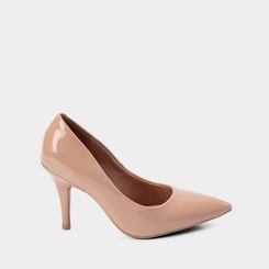 Scarpin Feminino Gabriela Salto Fino Espuma Amortecedora Verniz Nude
