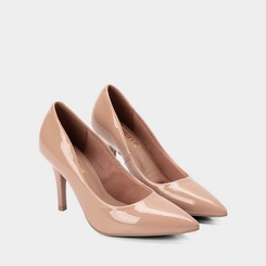 Scarpin Feminino Gabriela Salto Fino Espuma Amortecedora Verniz Nude