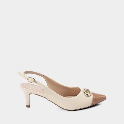Scarpin Slingback Gabriela Salto Médio Fino Off White