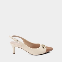 Scarpin Slingback Gabriela Salto Médio Fino Off White