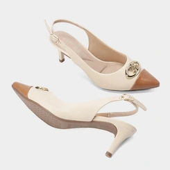 Scarpin Slingback Gabriela Salto Médio Fino Off White