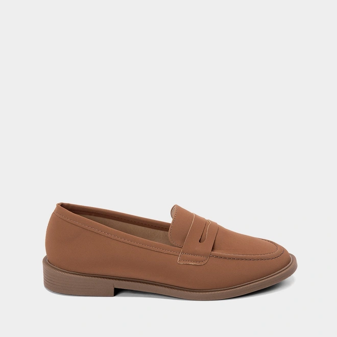 Mocassim Loafer Gabriela Flat Nobuck Caramelo