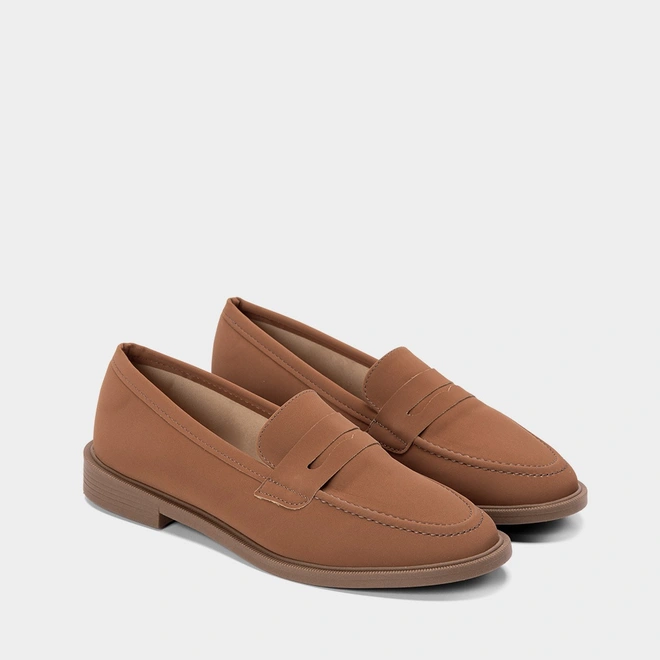 Mocassim Loafer Gabriela Flat Nobuck Caramelo