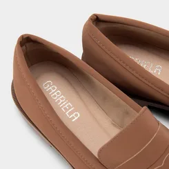 Mocassim Loafer Gabriela Flat Nobuck Caramelo