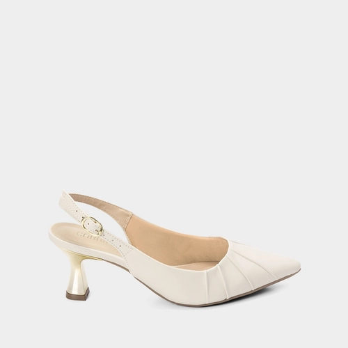Scarpin Slingback Gabriela Salto Médio Taça Off White