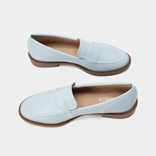 Mocassim Loafer Gabriela Flat Pesponto Azul