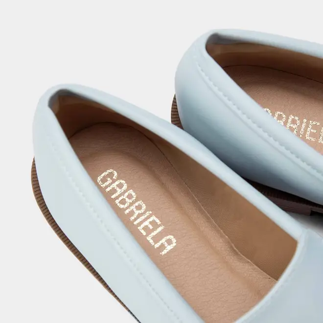 Mocassim Loafer Gabriela Flat Pesponto Azul