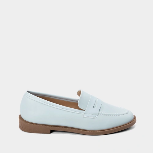 Mocassim Loafer Gabriela Flat Pesponto Azul