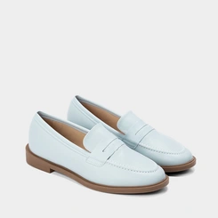 Mocassim Loafer Gabriela Flat Pesponto Azul