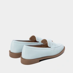 Mocassim Loafer Gabriela Flat Pesponto Azul