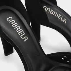 Scarpin Salto Reto Alto Com Recortes Vazados Nobuck Preto