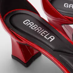 Scarpin Slingback Gabriela Salto Geométrico Médio Vermelho