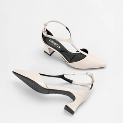 Scarpin Slingback Gabriela Salto Geométrico Médio Off-White