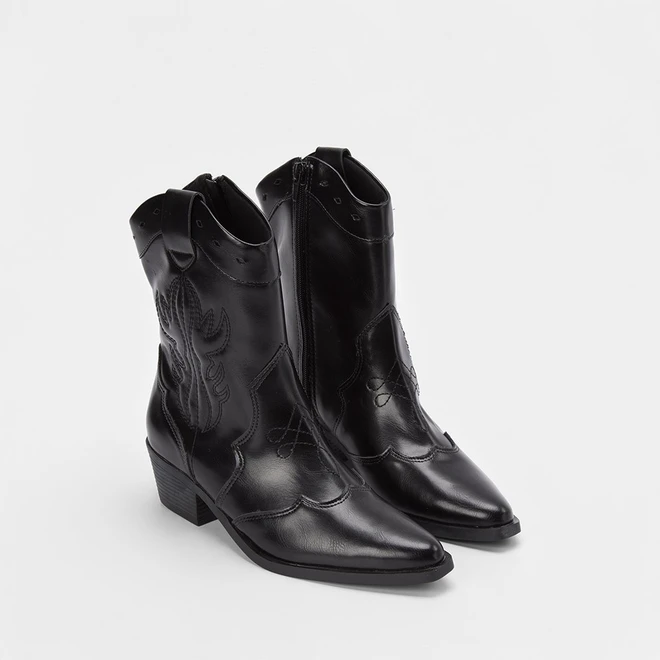 Bota Feminina Sua Cia Country Texana Salto Médio Preto