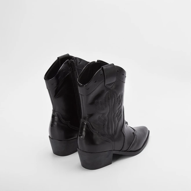 Bota Feminina Sua Cia Country Texana Salto Médio Preto