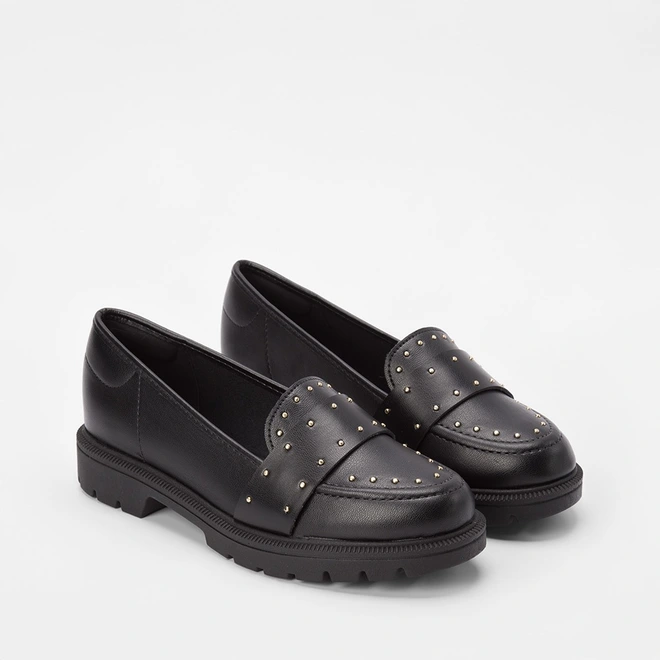 Mocassim Beira Rio Detalhe Mini Rebite Preto