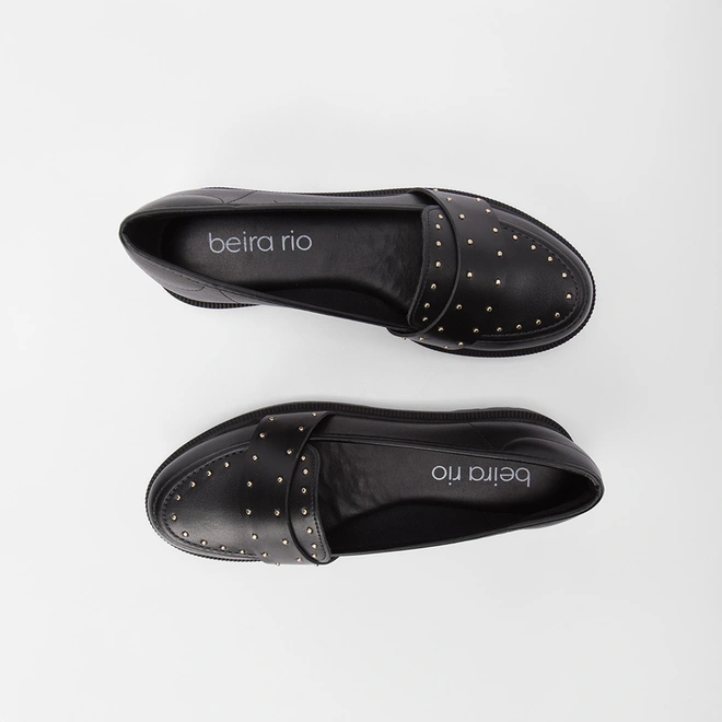 Mocassim Beira Rio Detalhe Mini Rebite Preto