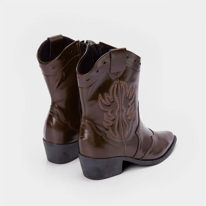 Bota Feminina Sua Cia Country Texana Salto Médio Marrom