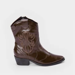 Bota Feminina Sua Cia Country Texana Salto Médio Marrom