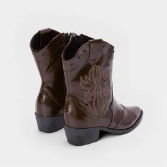 Bota Feminina Sua Cia Country Texana Salto Médio Marrom