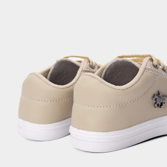 Tênis Causal Polo Energy Infantil Detalhe Brasão Bege