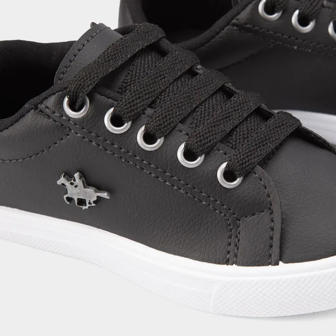 Tênis Causal Polo Energy Infantil Detalhe Brasão Preto