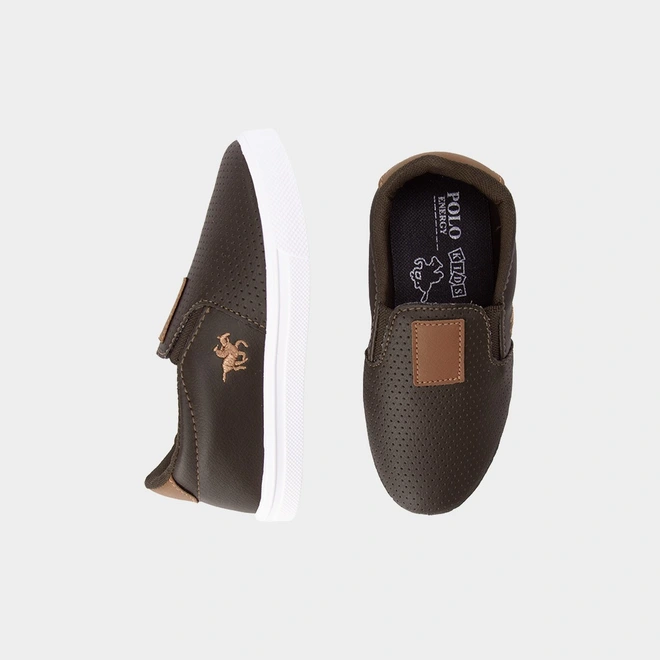 Slip On Polo Energy Infantil Calce Fácil Detalhe Perfuros Marrom