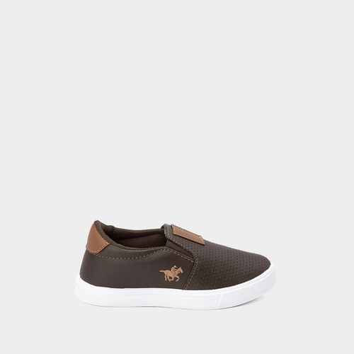 Slip On Polo Energy Infantil Calce Fácil Detalhe Perfuros Marrom