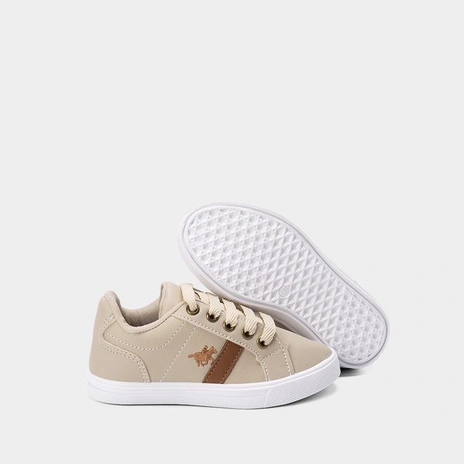 Tênis Infantil Polo Energy Detalhe Caramelo Casual Bege