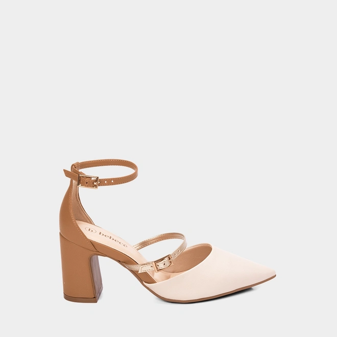 Scarpin Bebecê Salto Bloco Médio Tira Metalizada Multicolor