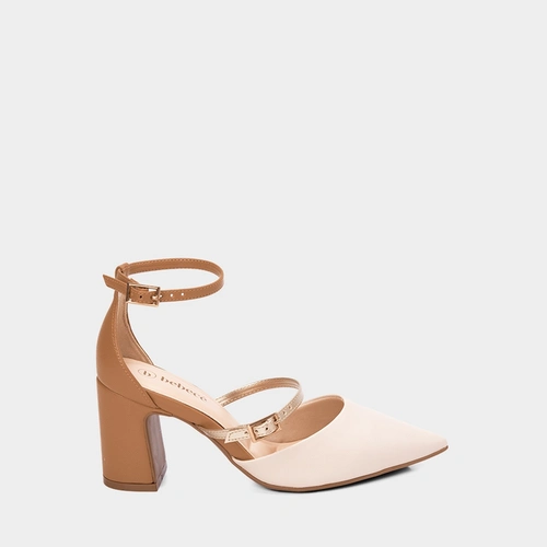 Scarpin Bebecê Salto Bloco Médio Tira Metalizada Multicolor