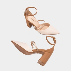 Scarpin Bebecê Salto Bloco Médio Tira Metalizada Multicolor