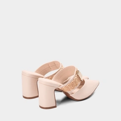 Tamanco Mule Feminino Gabriela Salto Bloco Detalhe Ráfia Off White