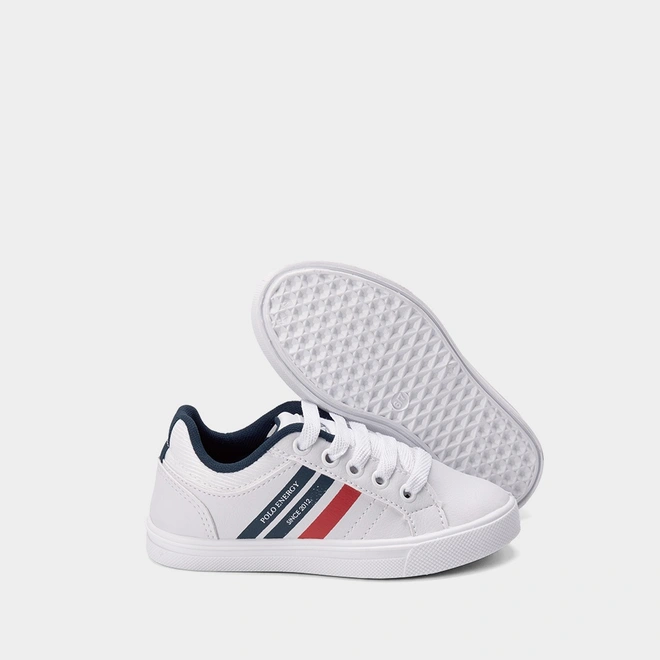 Sapatênis Polo Energy Infantil Detalhe Listras Branco