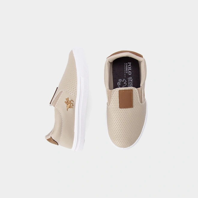 Slip On Infantil Polo Energy Calce Fácil Detalhe Perfuros Bege