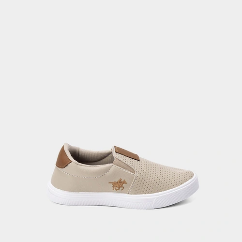 Slip On Infantil Polo Energy Calce Fácil Detalhe Perfuros Bege