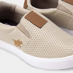 Slip On Infantil Polo Energy Calce Fácil Detalhe Perfuros Bege
